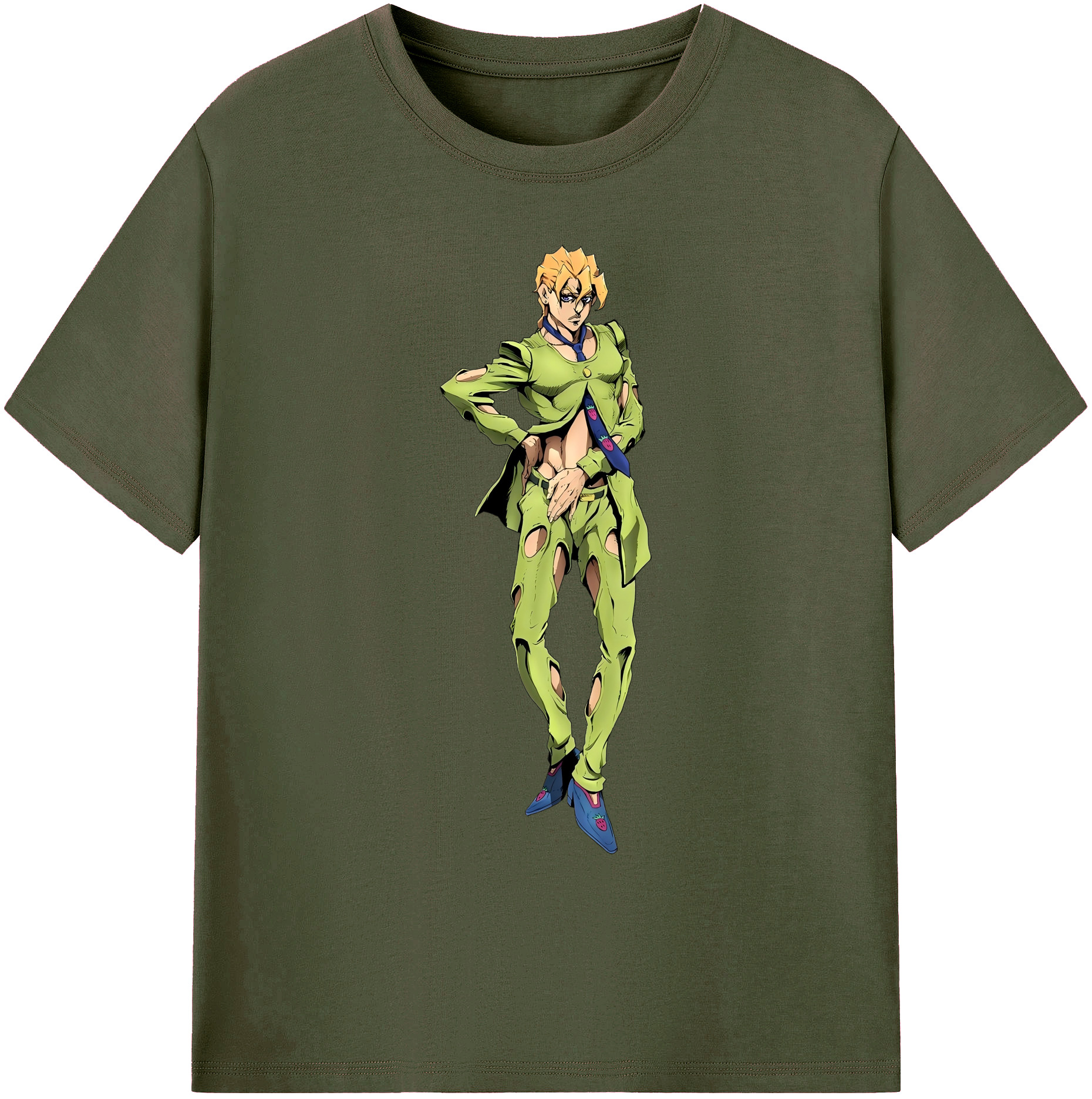 （画像用） ジョジョの奇妙な冒険 パンナコッタ?フー JoJo's Bizarre Adventure Pannacotta Fugo 綿100％ メンズ半袖Tシャツ｜肌触りやわらか＆通気性